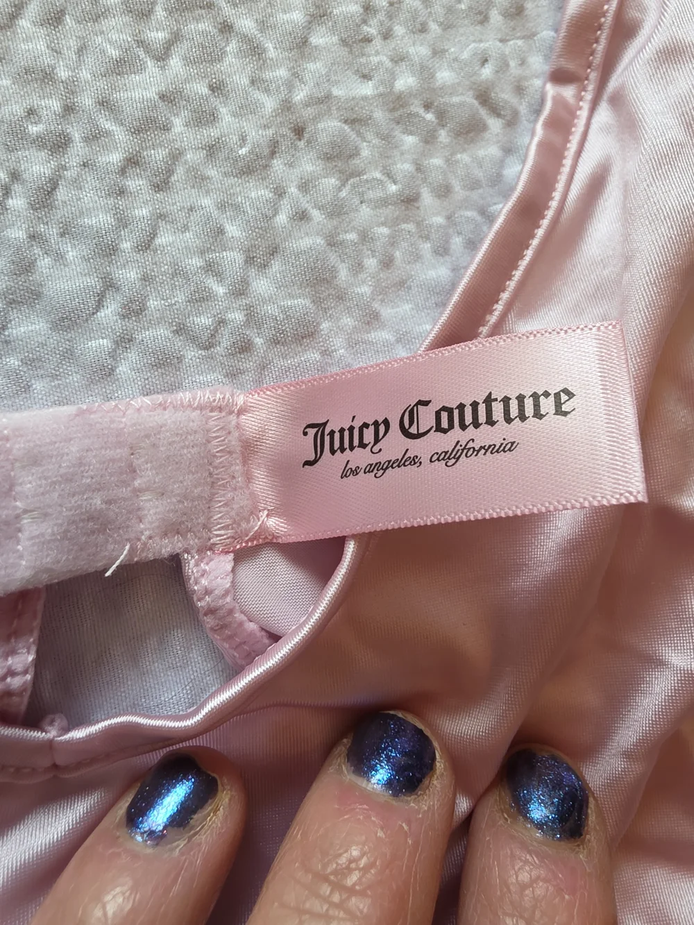 Juicy Couture Light Pink Satin Sleep Bralette with Rhinestone Logo M